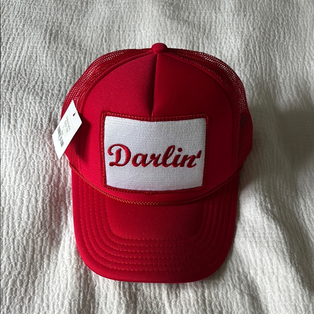 Red + White Trucker Hat with Snapback Closure
